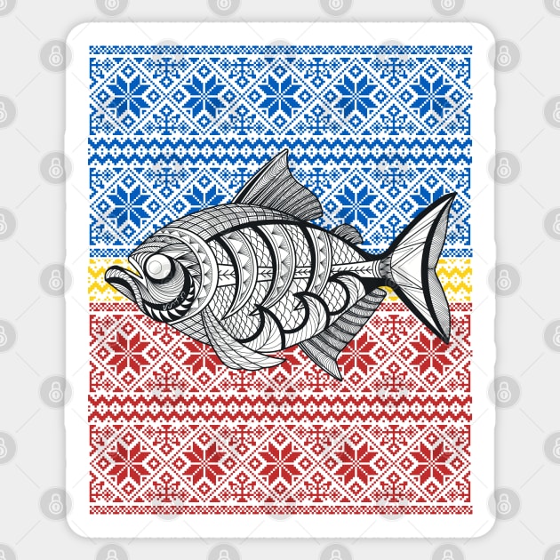 Tribal Pattern / Tribal line Art fish Sticker by Pirma Pinas